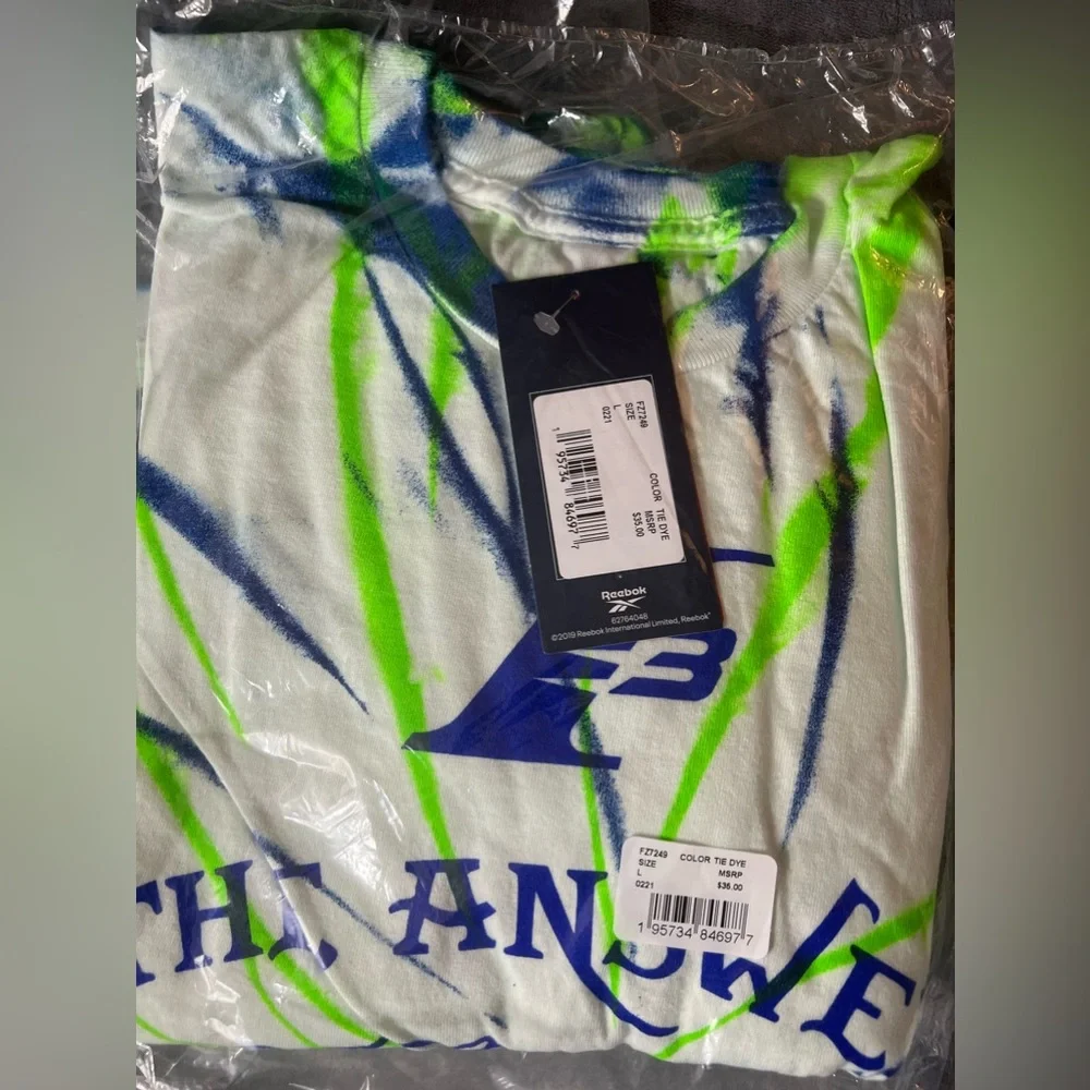 Reebok Allen Iverson Bulldog T-Shirt - Brand New White,Green & Blue - Tie Dye - Picture 6 of 8